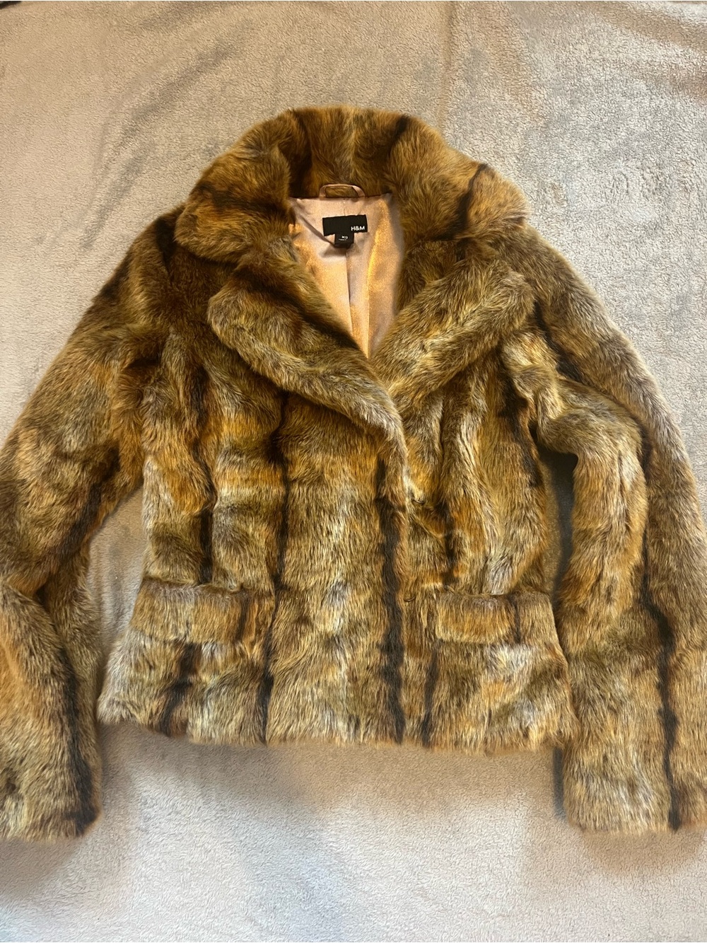 Vintage H&M Brown Faux Fur Jacket - Women's Stylish Short Coat